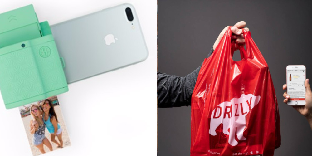 Prynt and Drizly bag with interface on a phone