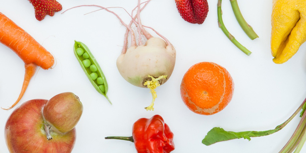 various raw fruits and vegetables