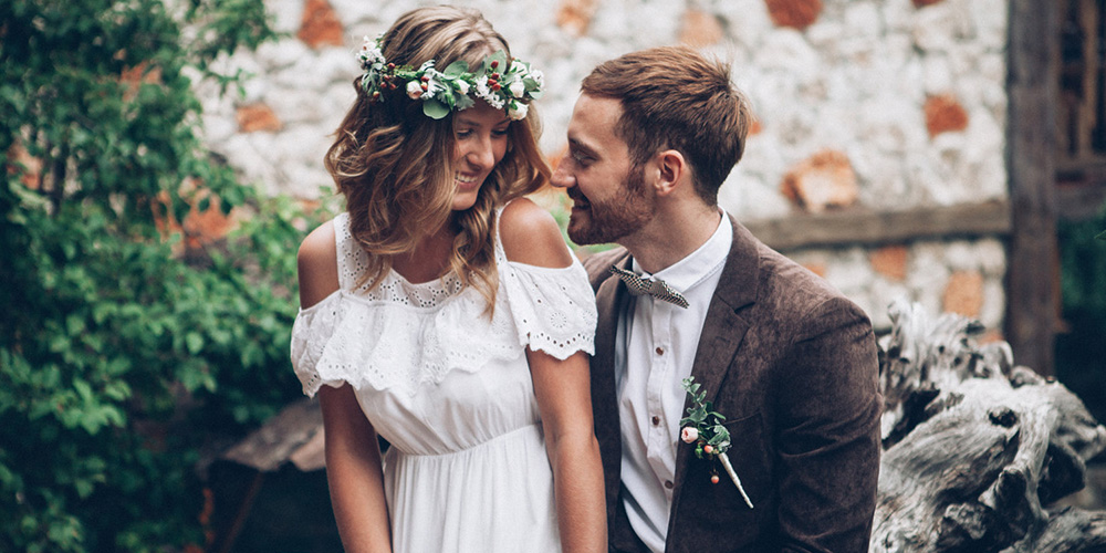 young bride and groom